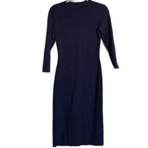 Ann Taylor navy blue dress women  3/4 sleeve ponte dress Petite XS baddie pin up